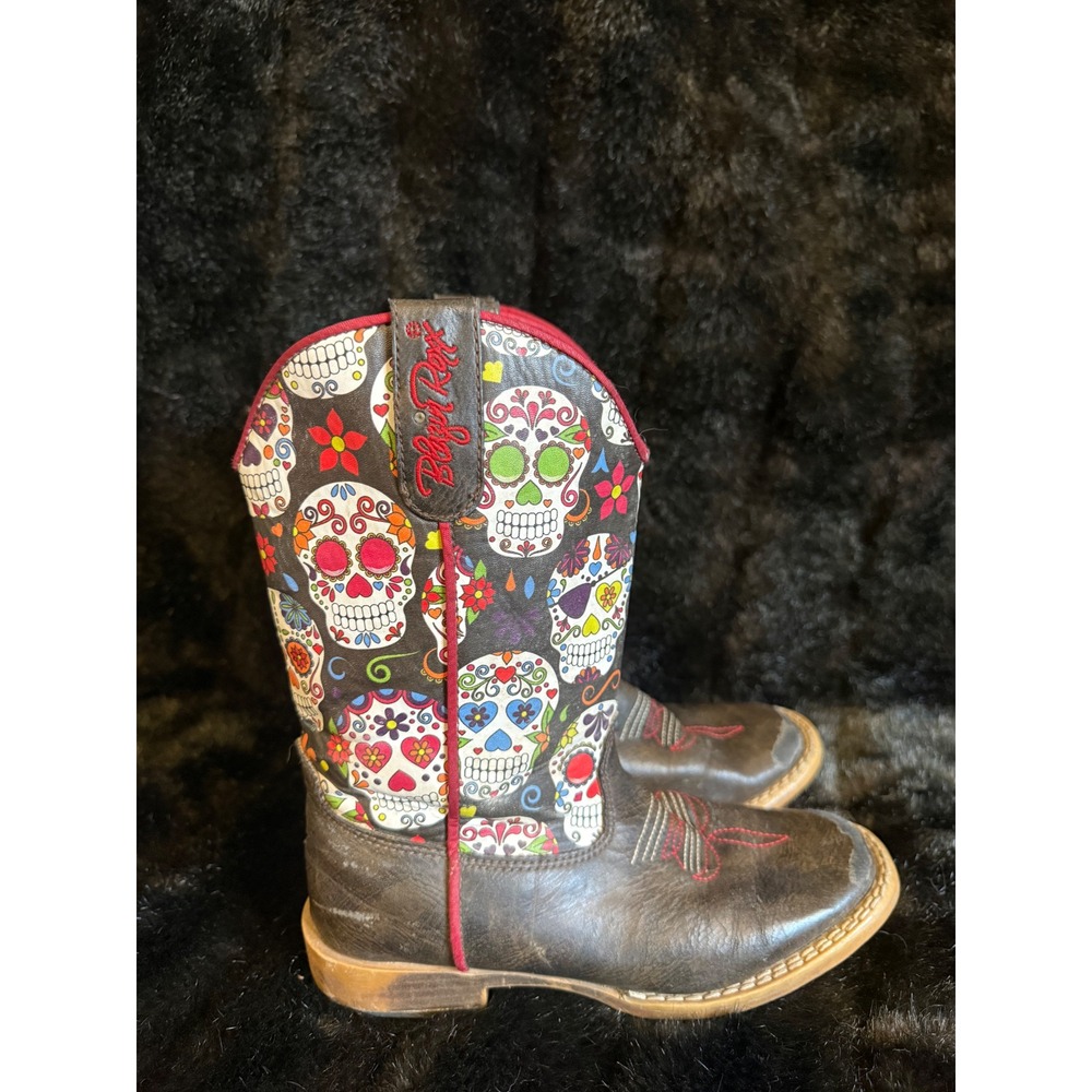 Blazin Roxx Girls Destiny Skull Boot ~ Square Toe~ Children's Size 13.5 #4449602